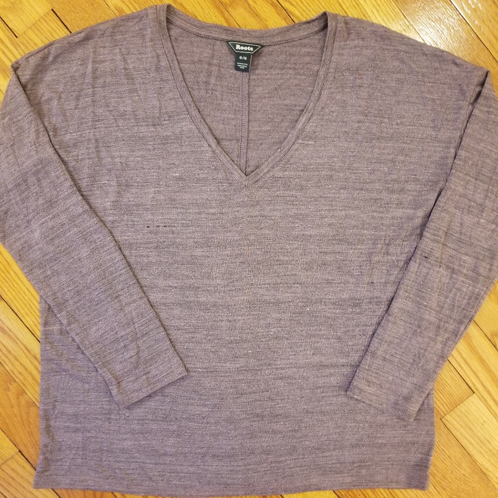 Roots Canada Marled Heather Slub Long Sleeve Top M
